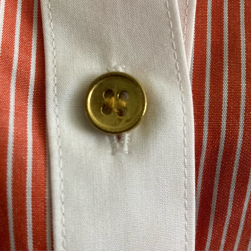 Jones New York Collection Pinstripe French Cuff Button-Down Red White Medium - Picture 6 of 12